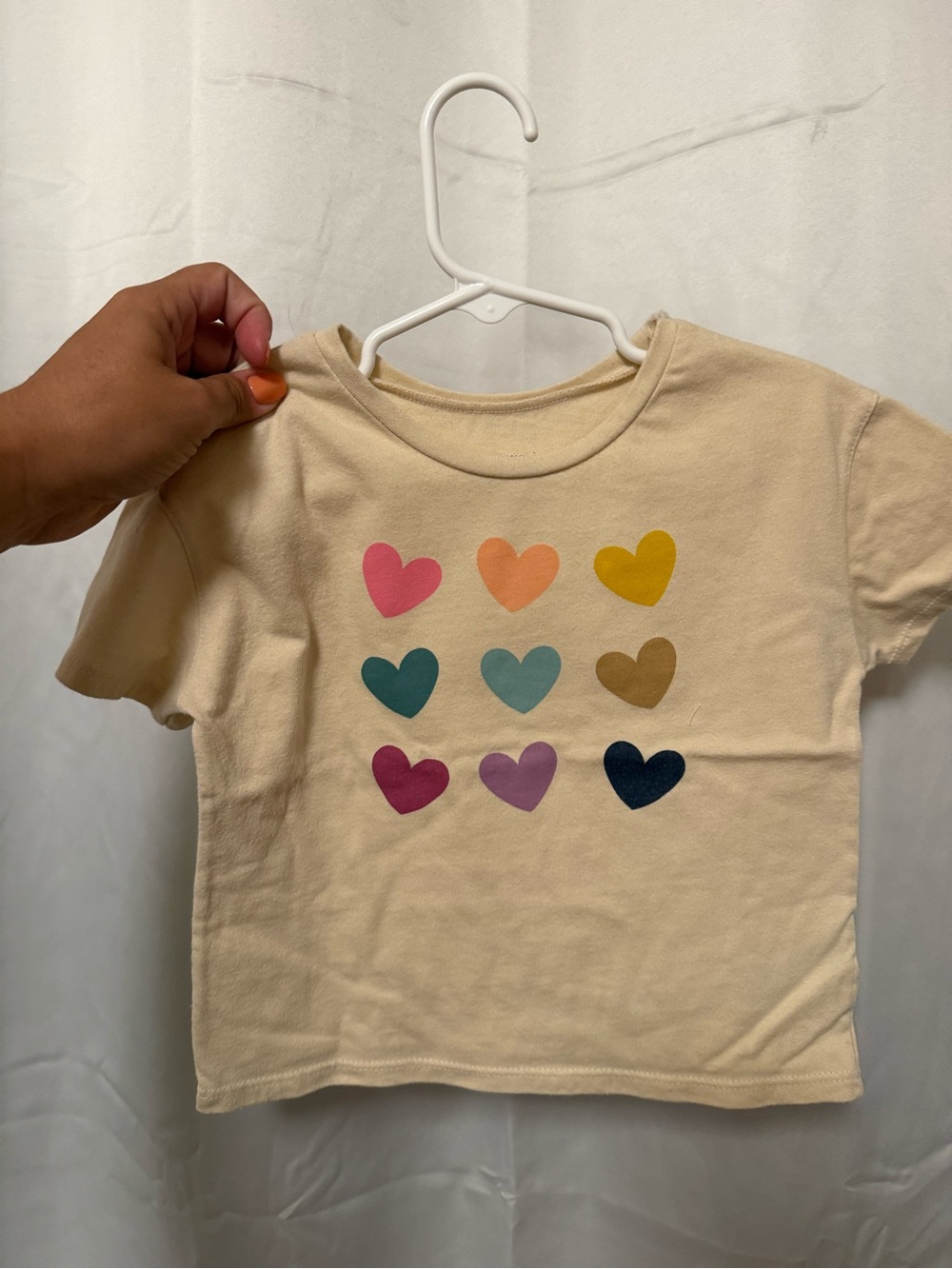 Garanimals Cream Short Sleeve Tee with Multi-Color Heart Grid